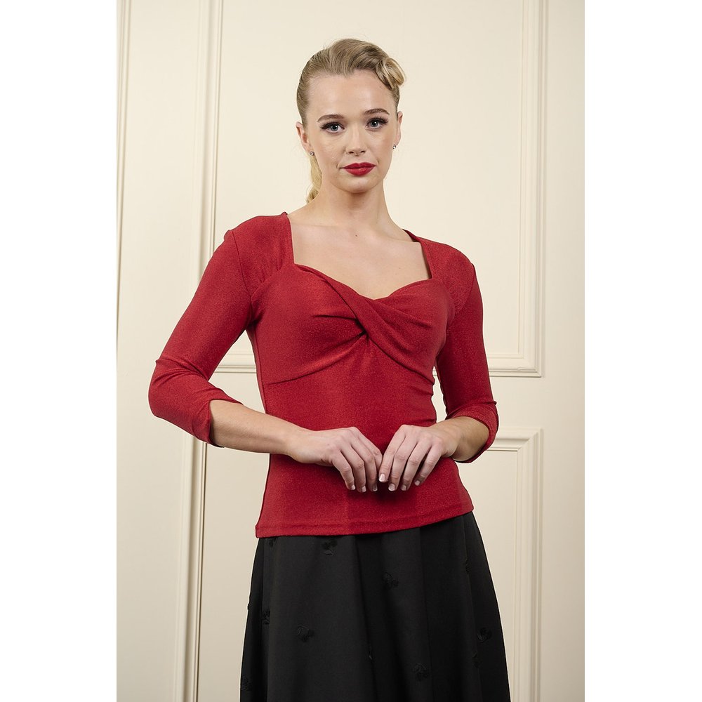 Banned - Marilyn Glitz Lange ärmel top - Rot